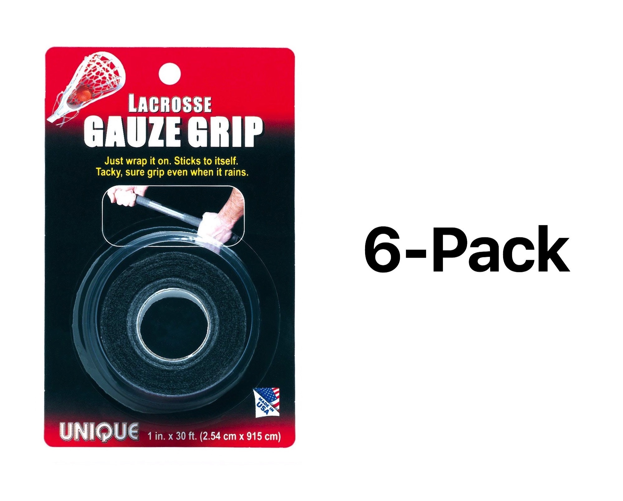 Unique Sports Lacrosse Tacky Gauze Grip Tape Black 30 Ft Rough Surface